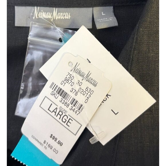 NWT Neiman Marcus Black Linen Blouse With Tie Detail Size L - Picture 6 of 6
